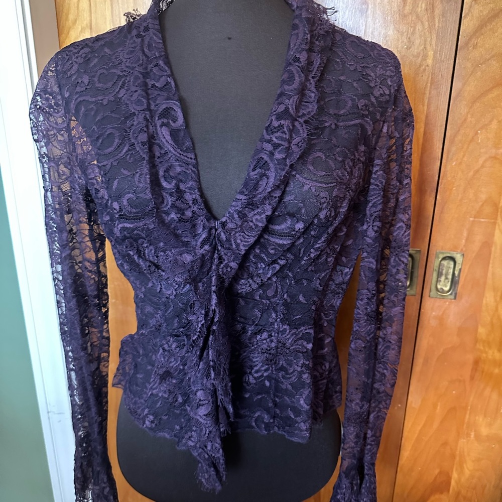Albert Nipon lace purple top